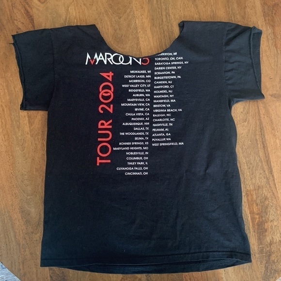 Vintage Short Sleeve Upcycled Distressed Maroon 5 2004 Y2K Tour Tee - Picture 3 of 3